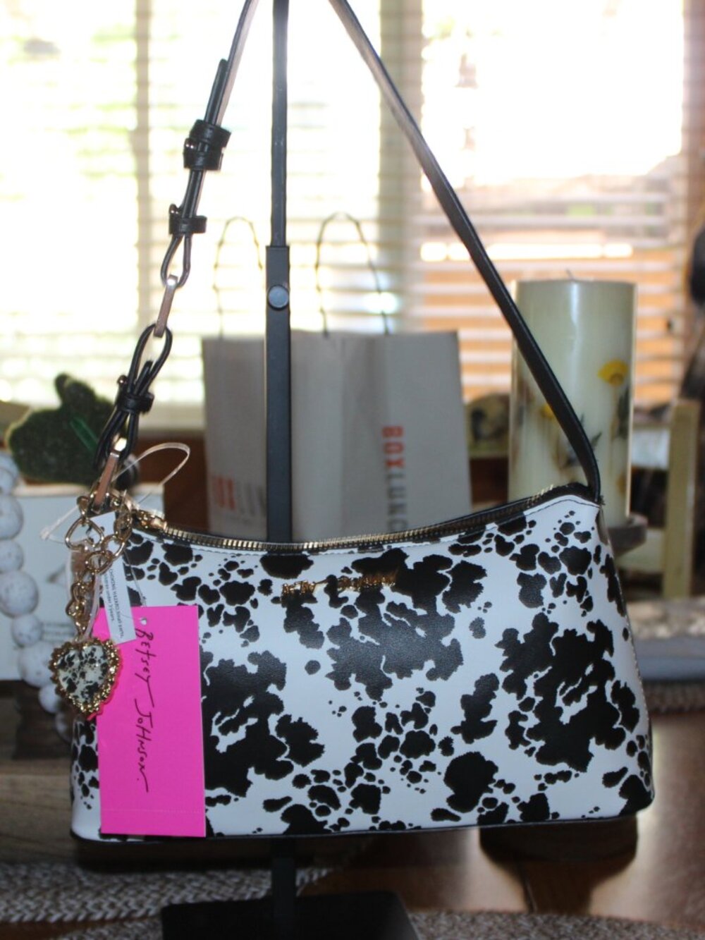 NWT Betsey Johnson western Cow print shoulder bag. BOHO, WESTERN, Darling! - Picture 13 of 15
